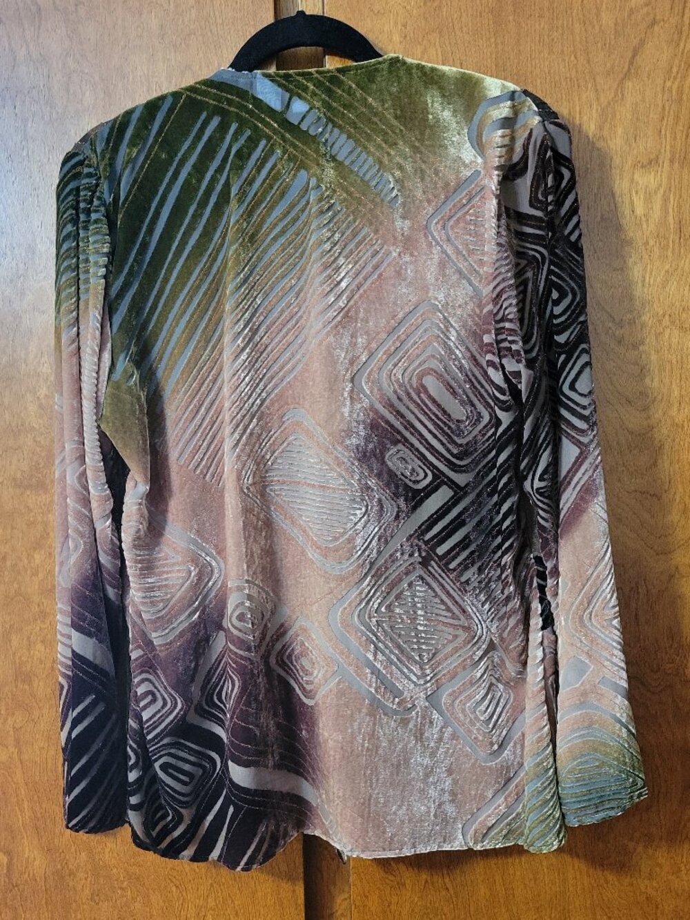 Chico’s Velvet Burnout Fly-Away Jacket Topper - Size 1 (8) - Picture 4 of 5